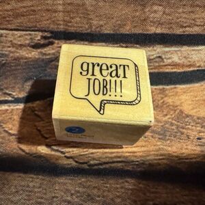 Hampton Art Great Job Speech Bubble Wood Mounted Rubber Stamp Teacher Praise 1.2